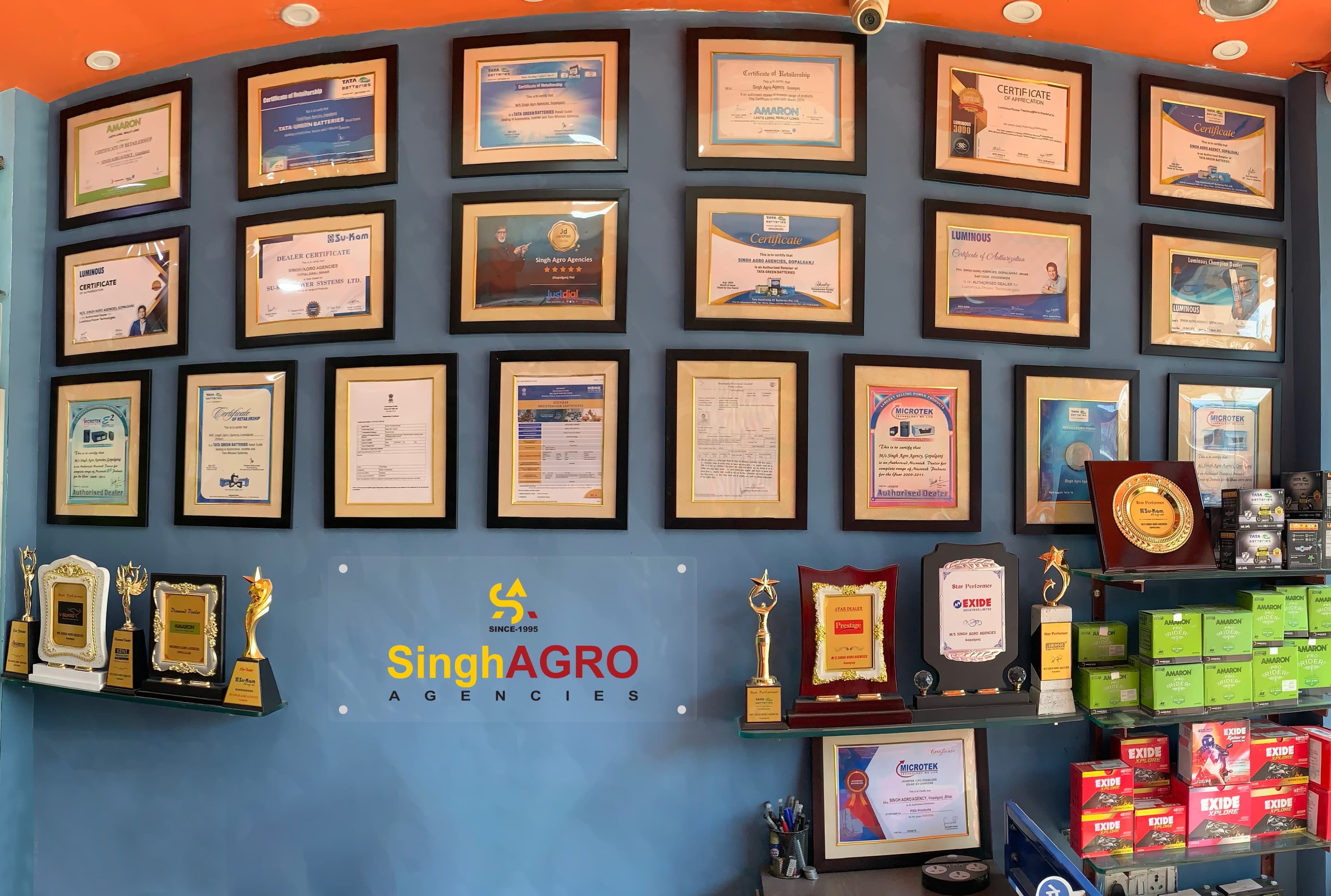 Wall of Fame awards and recognition at Singh Agro Agencies